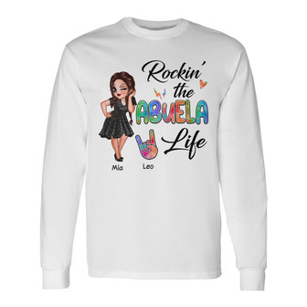 Grandma Handprint Sassy Girl Custom Long Sleeve Shirt - Grandma Gift - Thegiftio UK