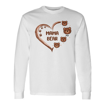 Grandma Mama Mom Auntie Bear Heart Custom Long Sleeve Shirt - Gift - Thegiftio UK