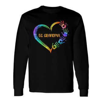 Grandma Mom Heart Hand Print Custom Long Sleeve Shirt - Gift for Mom - Thegiftio UK