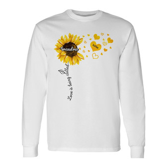Grandma Sunflower Flying Hearts Custom Long Sleeve Shirt - Thegiftio UK