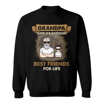 Grandpa And Grandkids Best Friends Retro Custom Sweatshirt - Thegiftio UK