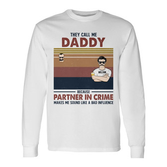 Grandpa Because Partner In Crime Custom Long Sleeve Shirt - Dad Gift - Thegiftio UK