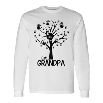 Grandpa Dad Handprints On Tree Custom Long Sleeve Shirt - Gift for Dad - Thegiftio UK