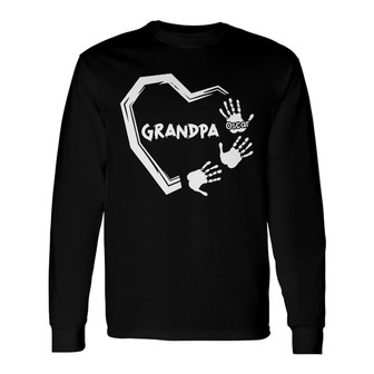 Grandpa Dad Heart Handprints Custom Long Sleeve Shirt - Gift for Dad - Thegiftio UK