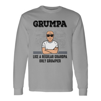 Grandpa Grumpa Old Man Custom Long Sleeve Shirt - Gift for Grandpa - Thegiftio UK