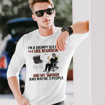 Grumpy Old Man Like Bourbon Custom Long Sleeve Shirt - Gift for Dad - Thegiftio UK
