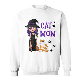 Halloween Cat Mom Witch Doll Custom Sweatshirt - Gift for Mom - Thegiftio UK