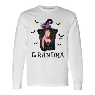 Halloween Witch Mom Grandma Custom Long Sleeve Shirt - Gift for Mom - Thegiftio UK