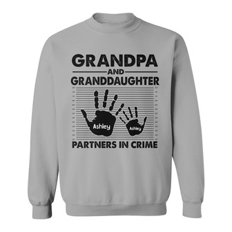 Handprints Grandpa And Kids Partners In Crime Custom Sweatshirt - Thegiftio UK
