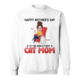 Happy Mother's Day Sitting Cat Mom Custom Sweatshirt - Gift - Thegiftio UK