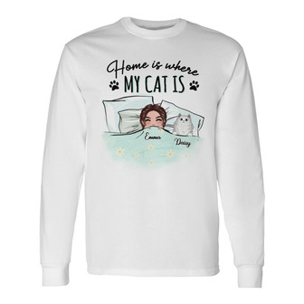 Home Is Where My Cats Are Personalized Long Sleeve Shirt - Thegiftio UK