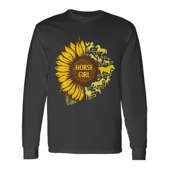 Horse Girl Sunflower Custom Long Sleeve Shirt - Gift for Horse Lovers - Thegiftio UK