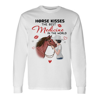 Horse Kisses Best Medicine Personalized Long Sleeve Shirt - Thegiftio UK