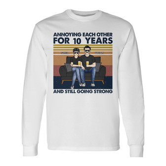 Husband And Wife Annoying Each Other Custom Long Sleeve Shirt - Gift - Thegiftio UK