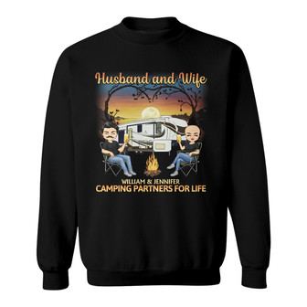 Husband And Wife Camping Partners Custom Sweatshirt - Thegiftio UK