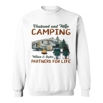 Husband And Wife Camping Partners Custom Sweatshirt - Thegiftio UK