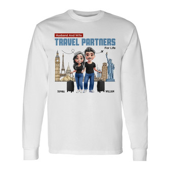 Husband And Wife Travel Couple For Life Custom Long Sleeve Shirt - Thegiftio UK