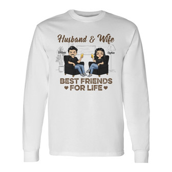 Husband Wife Best Friends Custom Long Sleeve Shirt - Gift for Couple - Thegiftio UK