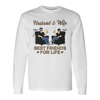 Husband Wife Best Friends Custom Long Sleeve Shirt - Gift for Couples - Thegiftio UK