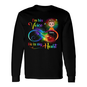 I’m His Voice He’s My Heart Custom Long Sleeve Shirt - Gift for Kids - Thegiftio UK