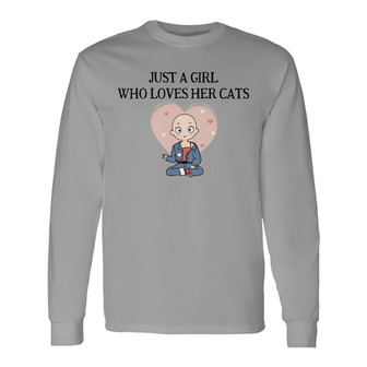 Just A Girl Who Loves Her Cats Custom Long Sleeve Shirt - Thegiftio UK