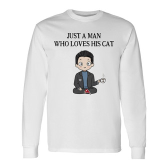 Just A Man Loves Cats Custom Long Sleeve Shirt - Gift for Cat Lovers - Thegiftio UK