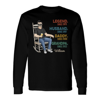Legend Husband Daddy Grandpa Custom Long Sleeve Shirt - Father Gift - Thegiftio UK
