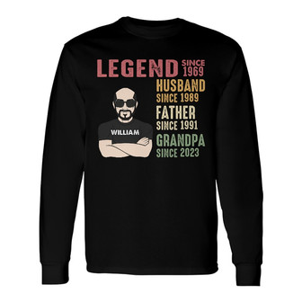 Legend Husband Father Grandpa Custom Long Sleeve Shirt - Gift for Dad - Thegiftio UK