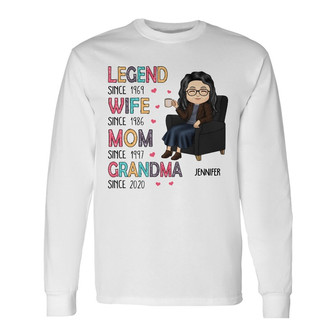 Legend Wife Mom Grandma Chibi Custom Long Sleeve Shirt - Gift For Mom - Thegiftio UK