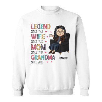Legend Wife Mom Grandma Chibi Custom Sweatshirt - Gift For Mom - Thegiftio UK