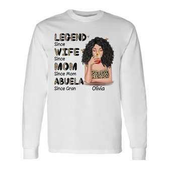 Legend Wife Mom Grandma Leopard Custom Long Sleeve Shirt - Thegiftio UK