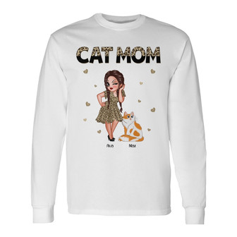 Leopard And Black Sassy Cat Mom Custom Long Sleeve Shirt - Thegiftio UK