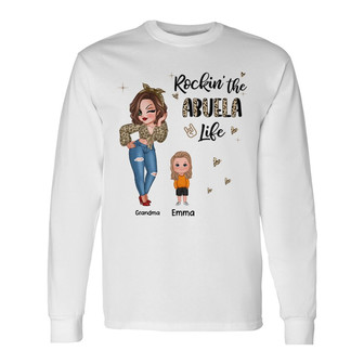 Leopard Rockin' Grandma Life Custom Long Sleeve Shirt - Gift for Mom - Thegiftio UK