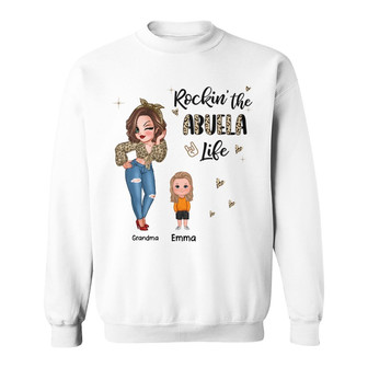 Leopard Rockin' Grandma Life Custom Sweatshirt - Gift for Mom - Thegiftio UK