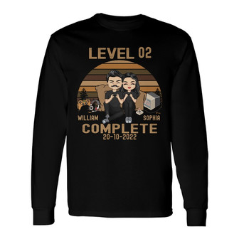 Level Complete Personalized Long Sleeve Shirt - Gift for Couples - Thegiftio UK