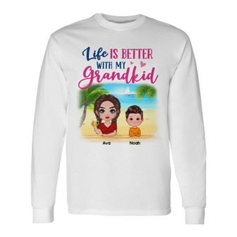 Life Is Better With Grandkids Custom Long Sleeve Shirt - Grandma Gift - Thegiftio UK