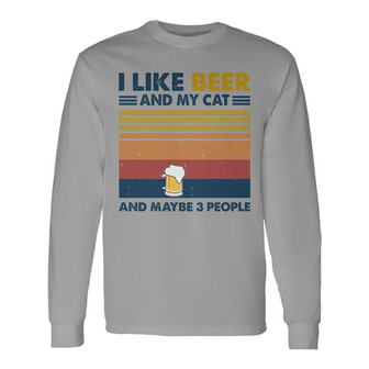 Like Beer And My Cat Retro Custom Long Sleeve Shirt - Cat Lovers Gift - Thegiftio UK