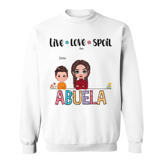 Live Love Spoil Doll Grandma And Grandkids Custom Sweatshirt - Thegiftio UK