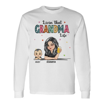 Living That Grandma Life Personalized Long Sleeve Shirt - Gift for Her - Thegiftio UK