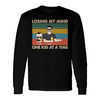 Losing My Mind One Kid At A Time Custom Long Sleeve Shirt - For Dad - Thegiftio UK