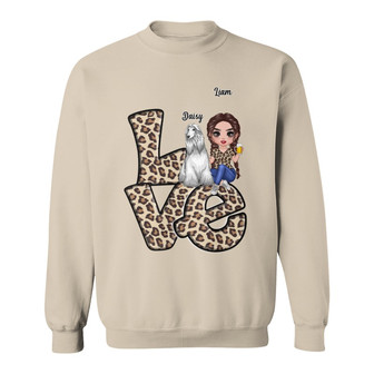 LOVE Leopard Dog Mom Custom Sweatshirt - Gift for Dog Lovers - Thegiftio UK