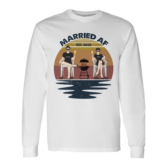 Married AF Custom Long Sleeve Shirt for Couples - Gift for Couples - Thegiftio UK