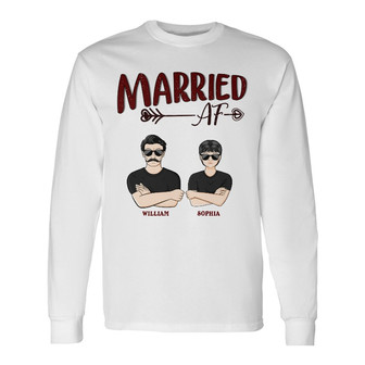 Married AF Custom Long Sleeve Shirt - Perfect Gift for Couples - Thegiftio UK