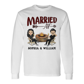 Married Af Grilling Chillin Custom Long Sleeve Shirt - Couples Gift - Thegiftio UK