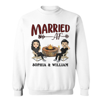 Married Af Grilling Chillin Custom Sweatshirt - Couples Gift - Thegiftio UK
