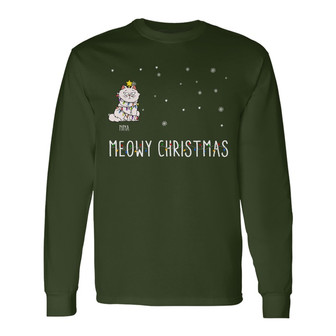 Meowy Christmas Funny Cartoon Cats Custom Long Sleeve Shirt - Thegiftio UK