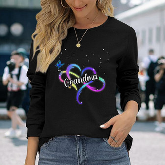 Mom Grandma Infinity Heart Custom Long Sleeve Shirt - Gift for Mom - Thegiftio UK