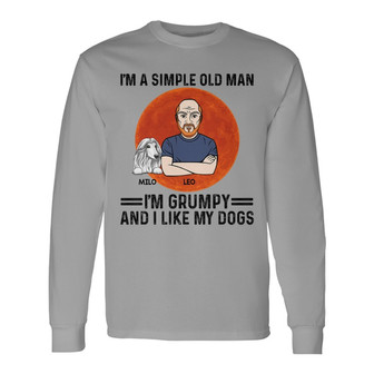 Moon Simple Old Man Like Dogs Custom Long Sleeve Shirt - Thegiftio UK