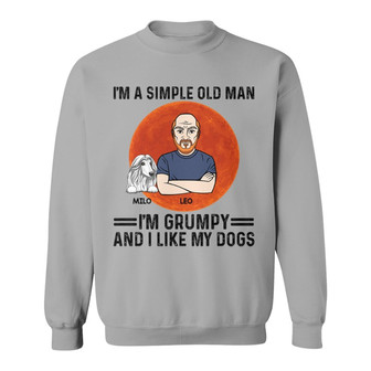 Moon Simple Old Man Like Dogs Custom Sweatshirt - Thegiftio UK