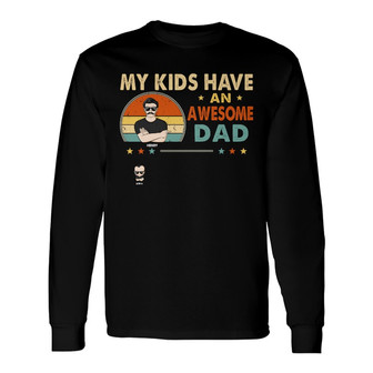 My Grandkids Have An Awesome Papa Custom Long Sleeve Shirt - Thegiftio UK